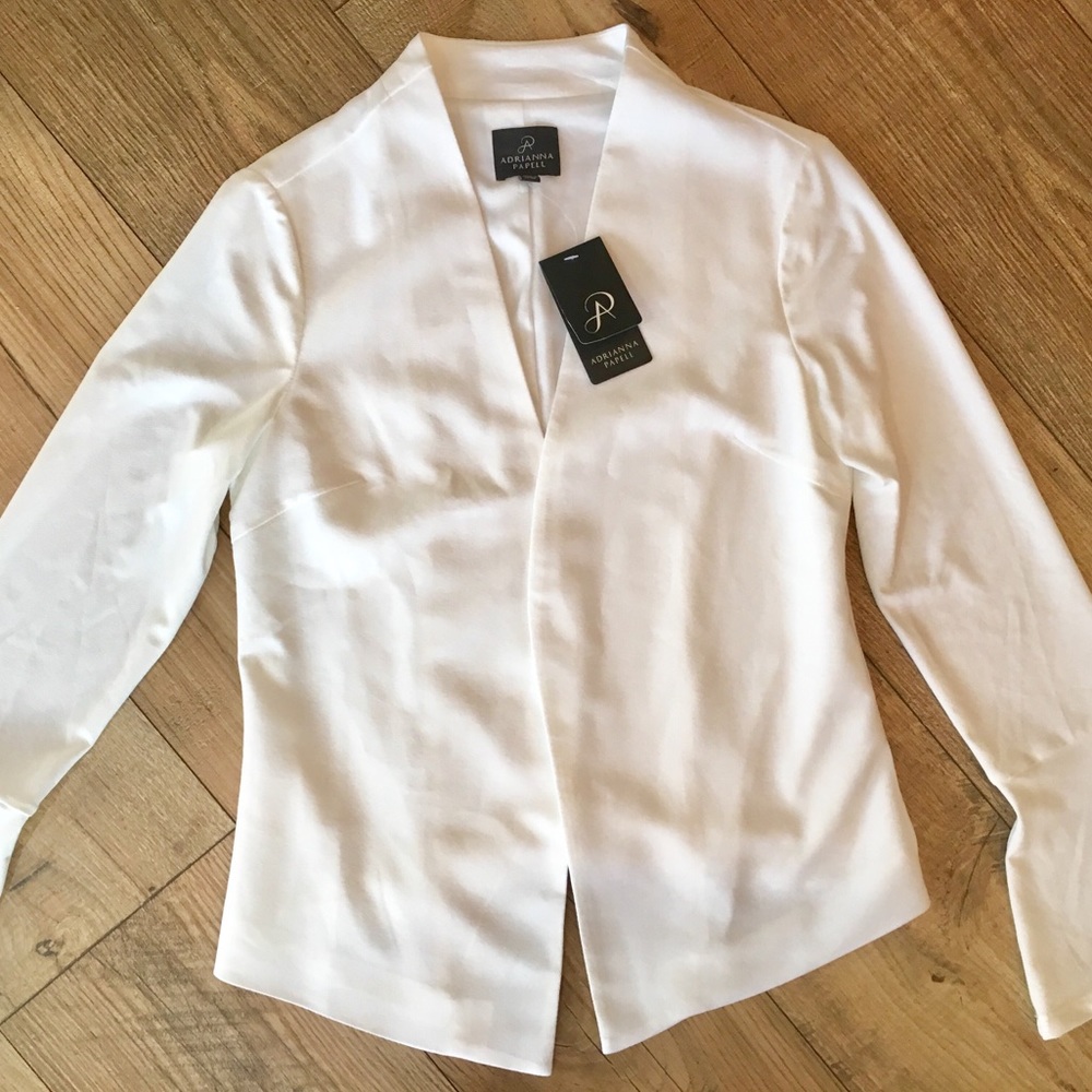 NWT Adrianna Papell ivory crepe knit jacket XS
